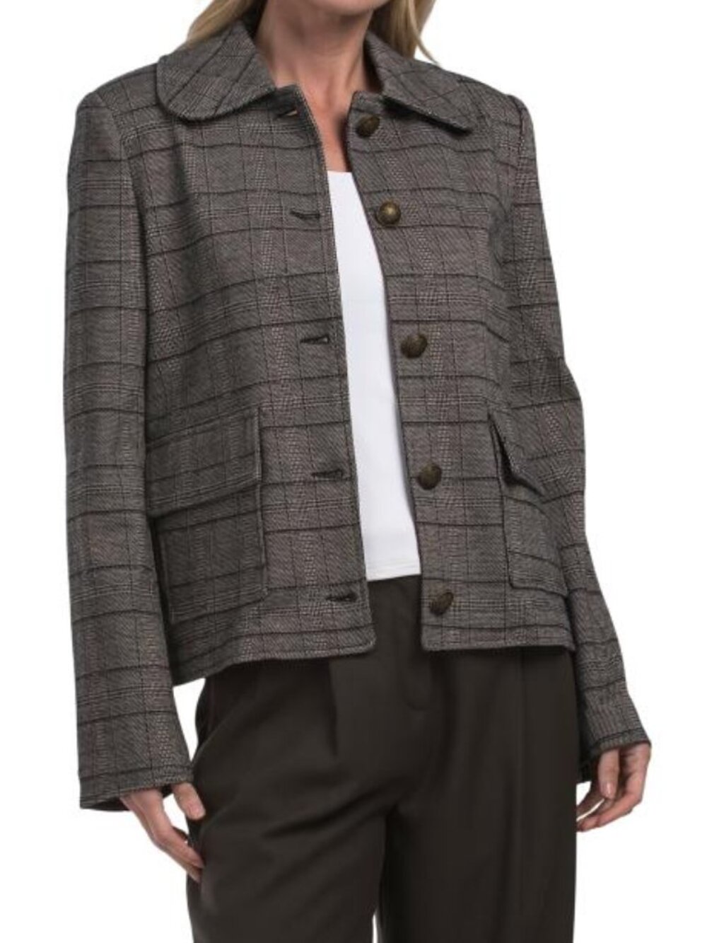 BAGATELLE COLLECTION Mixed Pattern Cropped Jacket